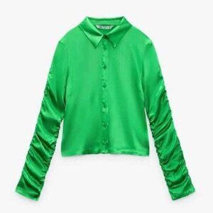 Zara Green Satin Blouse